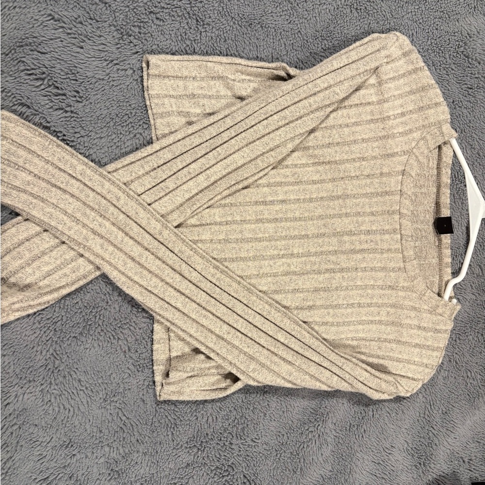 SHEIN Beige Striped Crew Neck Sweater